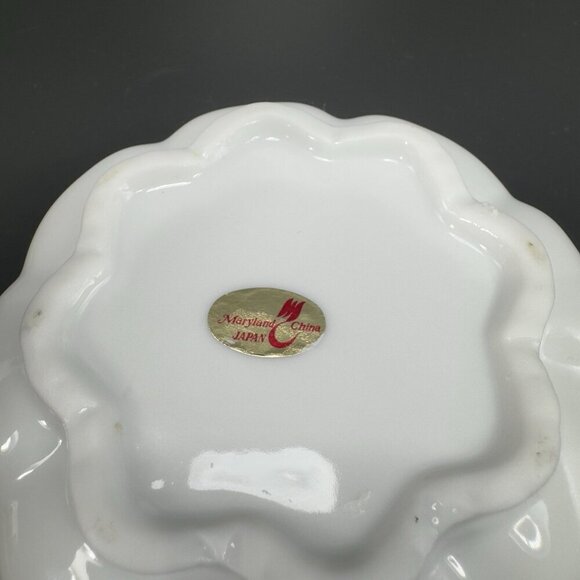 Vintage Maryland China Japan Pitcher White Porcelain Rose Bowl Dish Flower Shape - Picture 5 of 11